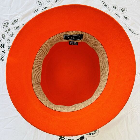New WYETH Tenley in Orange Mohair Wool Flat Top Bucket Hat Women’s One Size main image 8